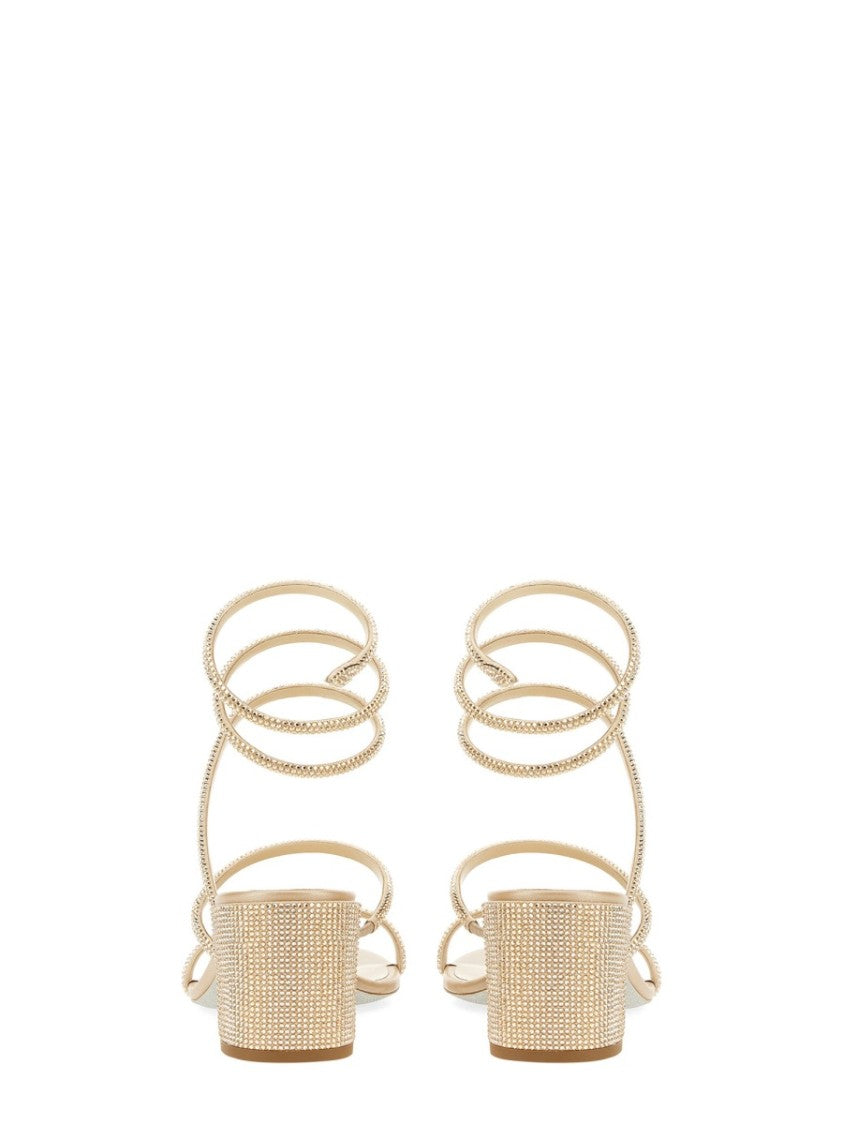 René Caovilla Cleo Block Heel Leather Sandals