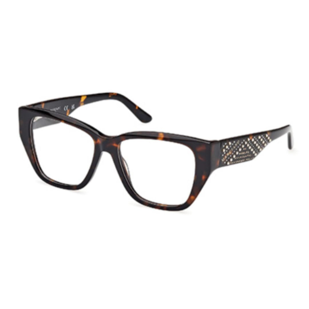 Guess By Marciano Gm50019 Oversized Tortoiseshell Acetate Eyeglasses With Geometric Temples