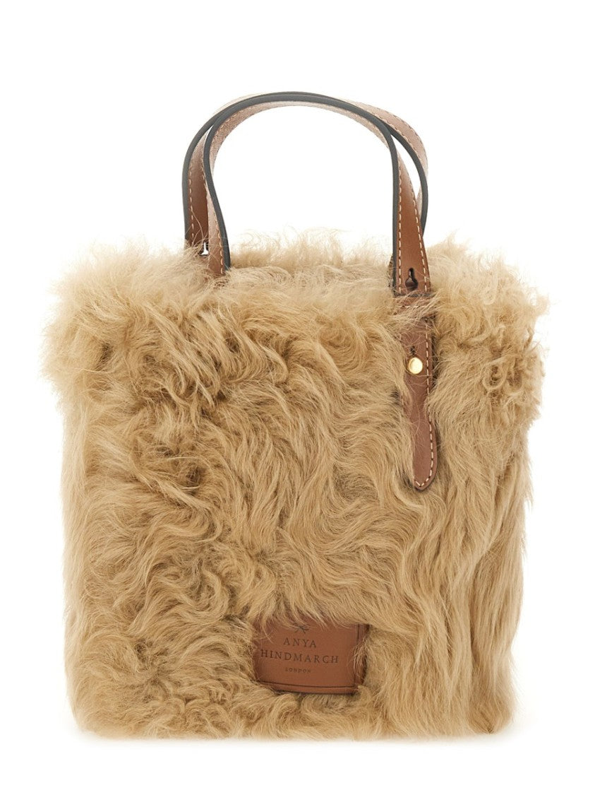 Anya Hindmarch N/S Mini Eyes Shearling Tote Bag