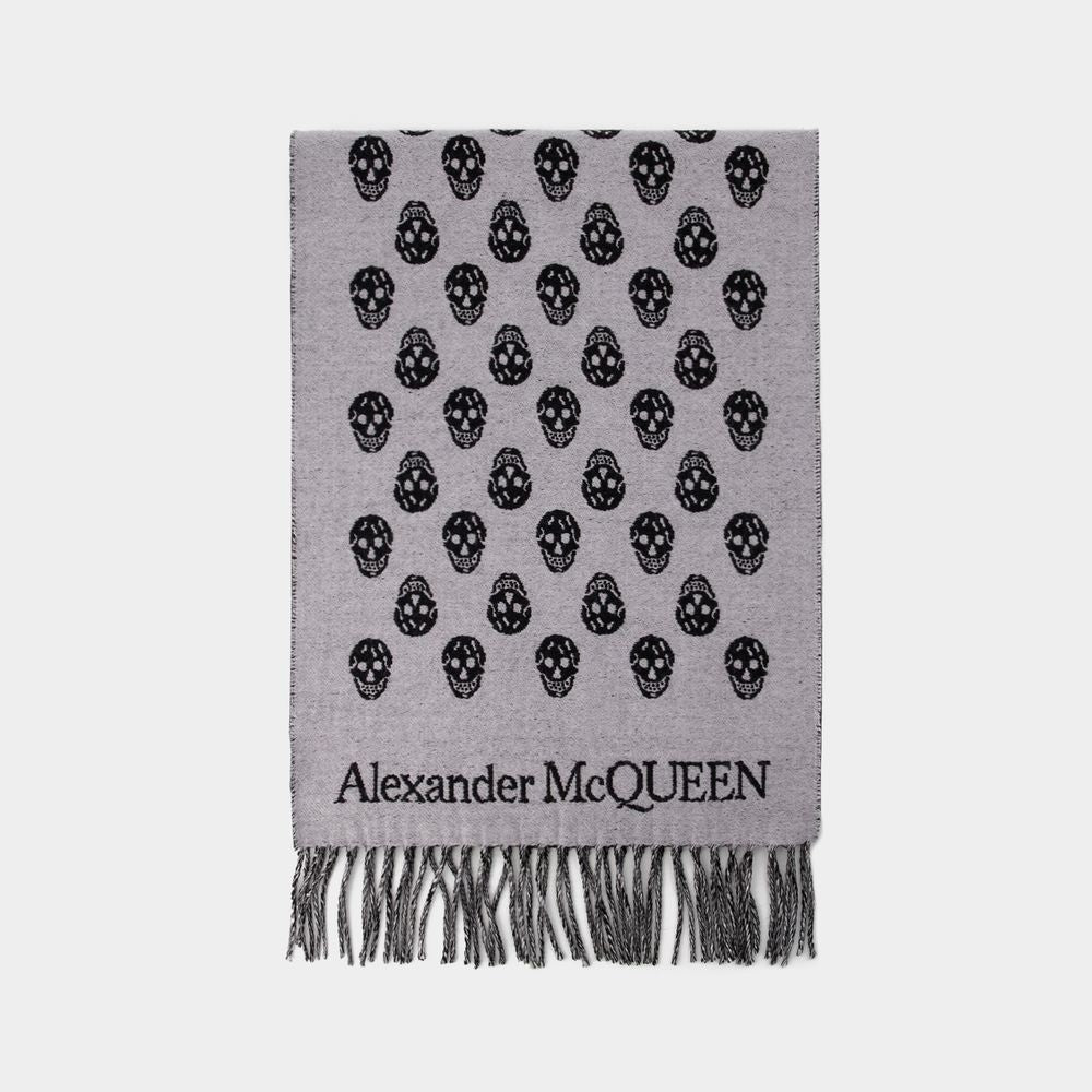 Alexander Mcqueen Ribbon Reverse Scarf - Wool - Grey