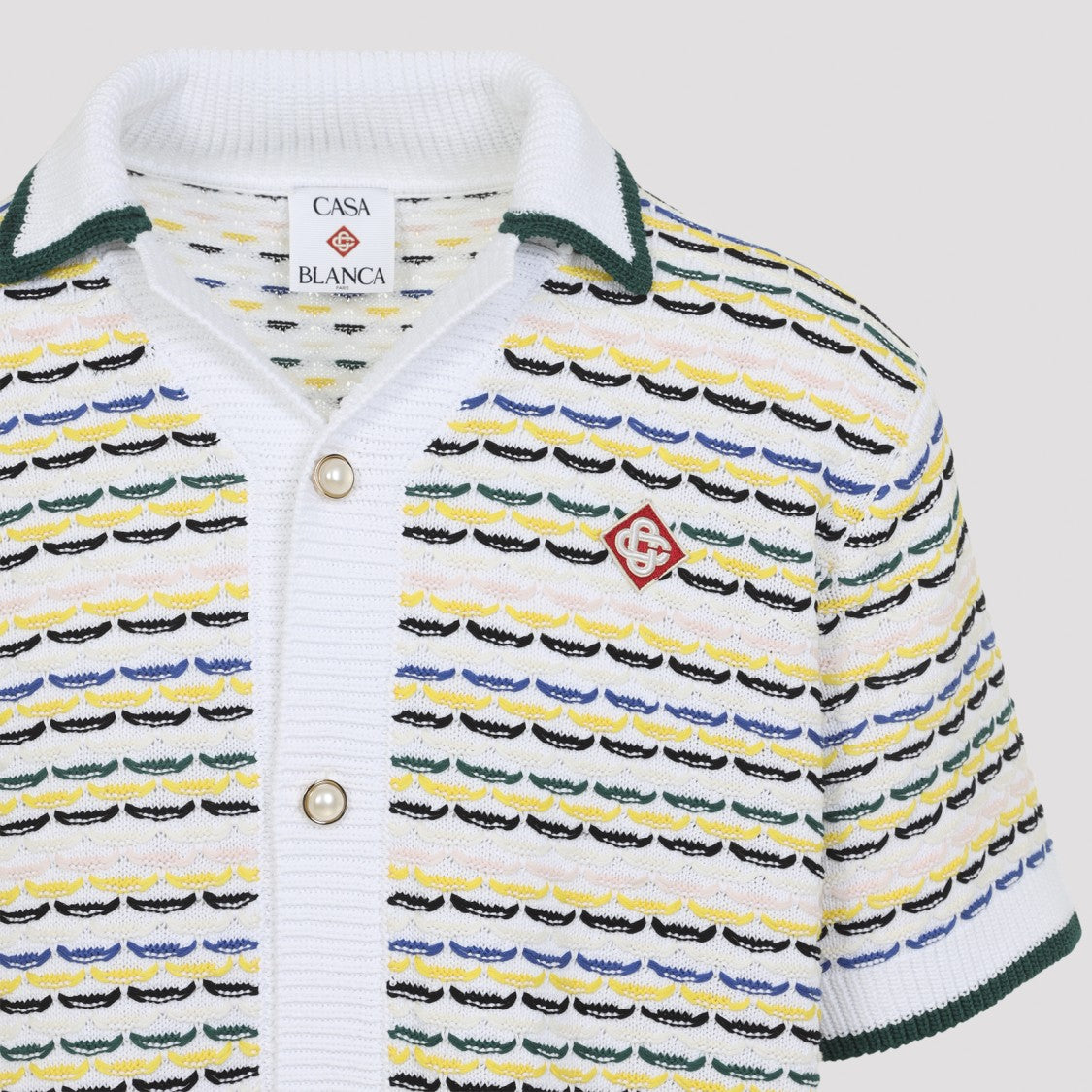 Casablanca Textured Cotton Button-Up Shirt With Ribbed Details