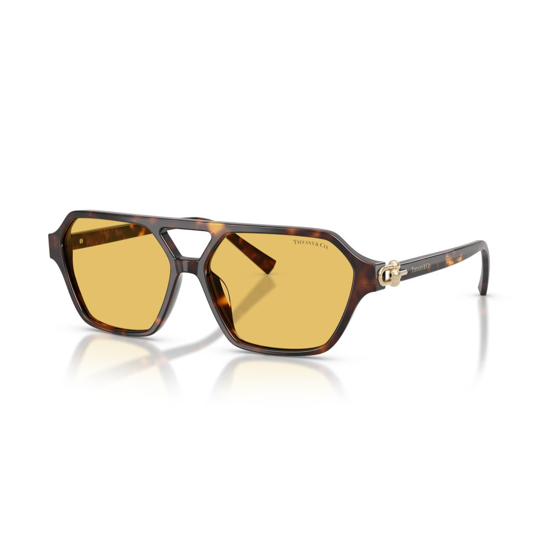 Tiffany & Co. Geometric Tortoiseshell Sunglasses With Amber Lenses