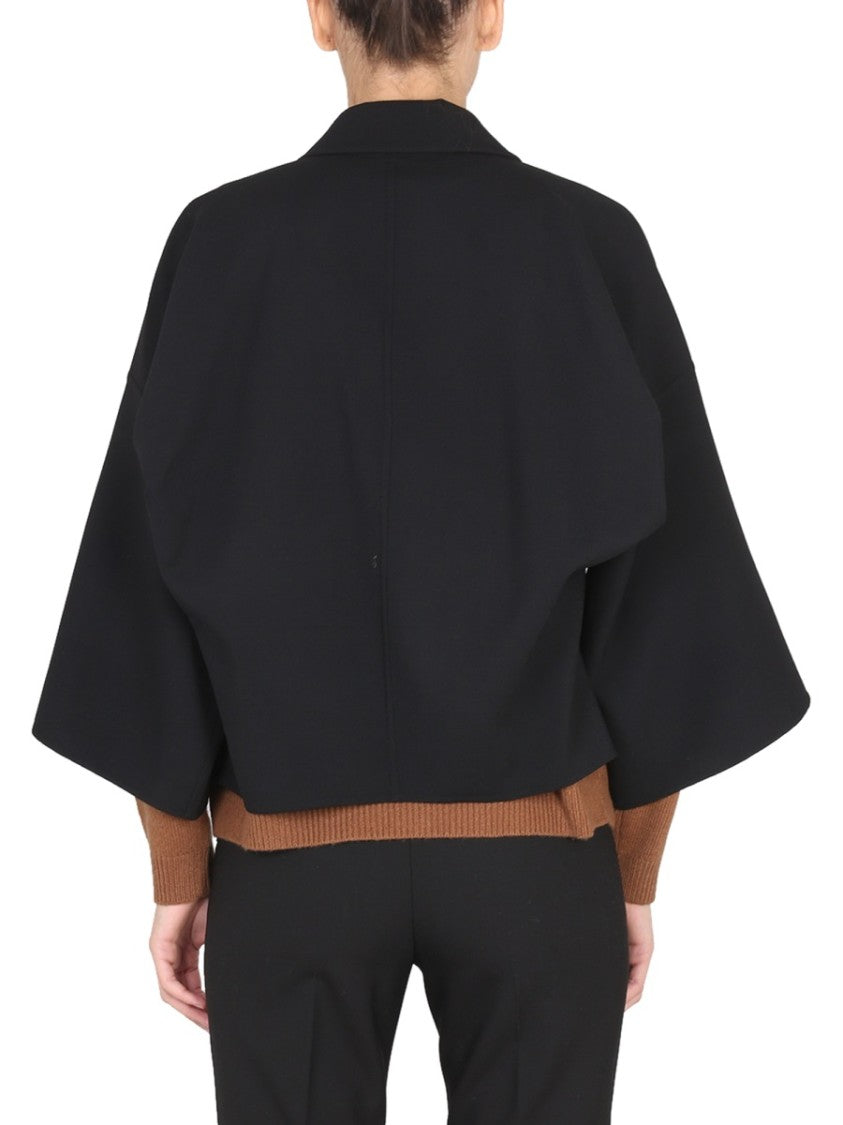 Max Mara Cropped Black Jacket With Peaked Lapels
