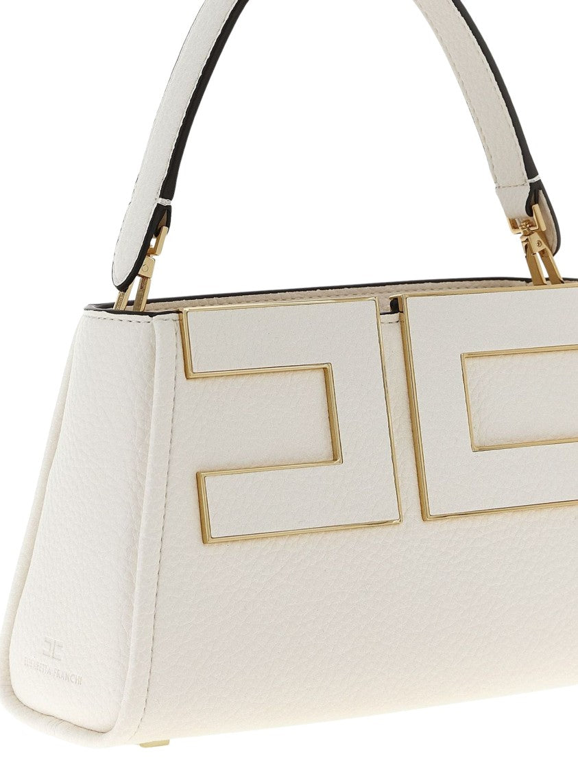 Elisabetta Franchi Geometric Gold Detail Leather Handbag