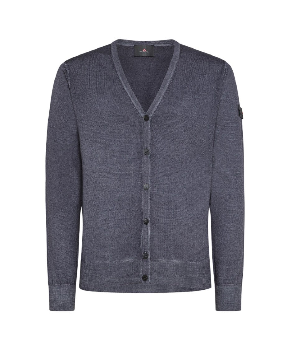 Peuterey Timeless Blue Cardigan V-Neck And Button