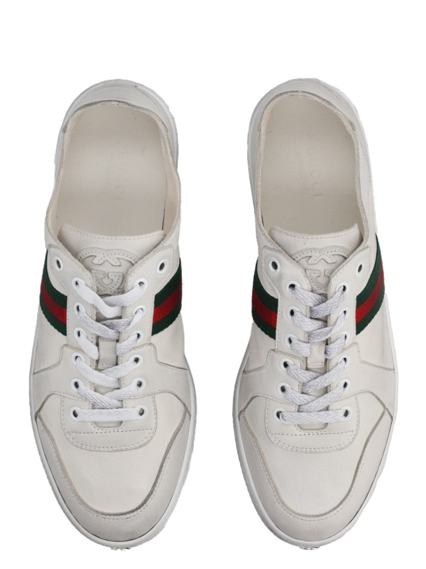 Gucci Stretch Leather Effect Off-White Sneakers