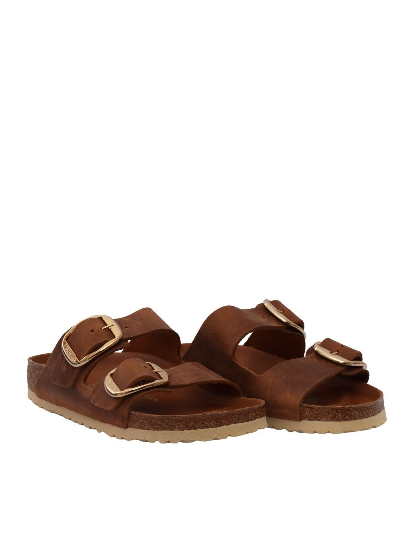 Birkenstock Cognac Arizona Oiled Leather Slide Sandal