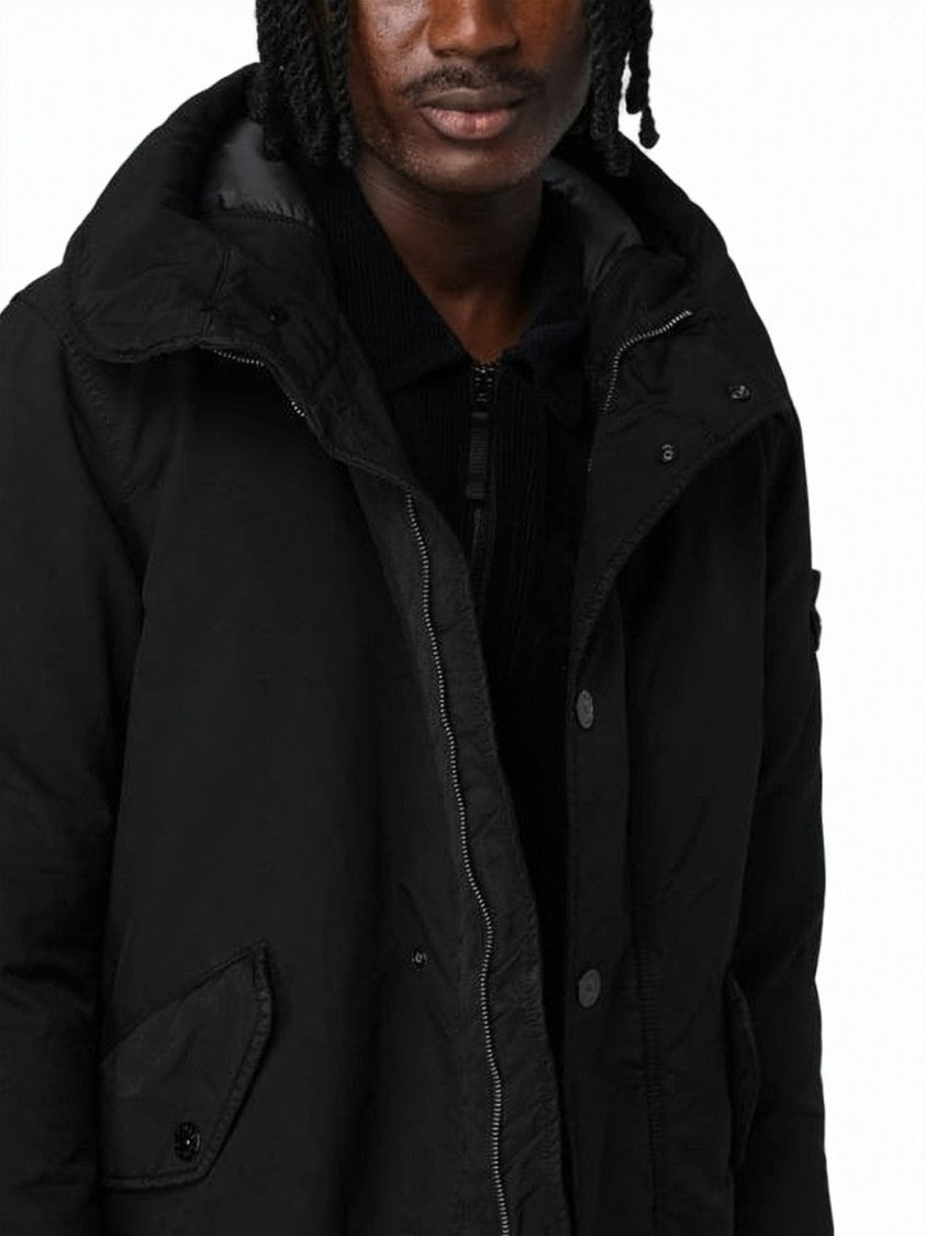 Stone Island Padded Coat With High Collar And Hood
