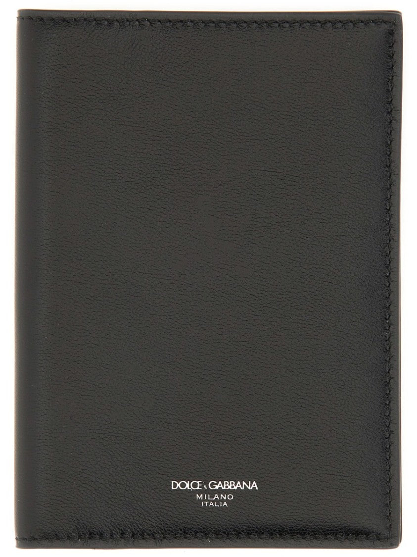Dolce & Gabbana Minimalist Black Leather Passport Holder