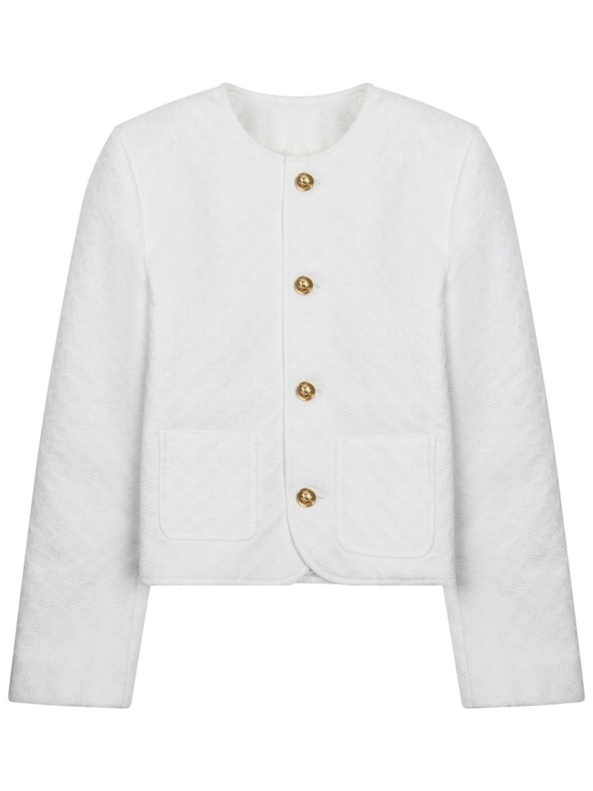 Celine Cropped Quilted Jacket With Gold-Tone Button Closure