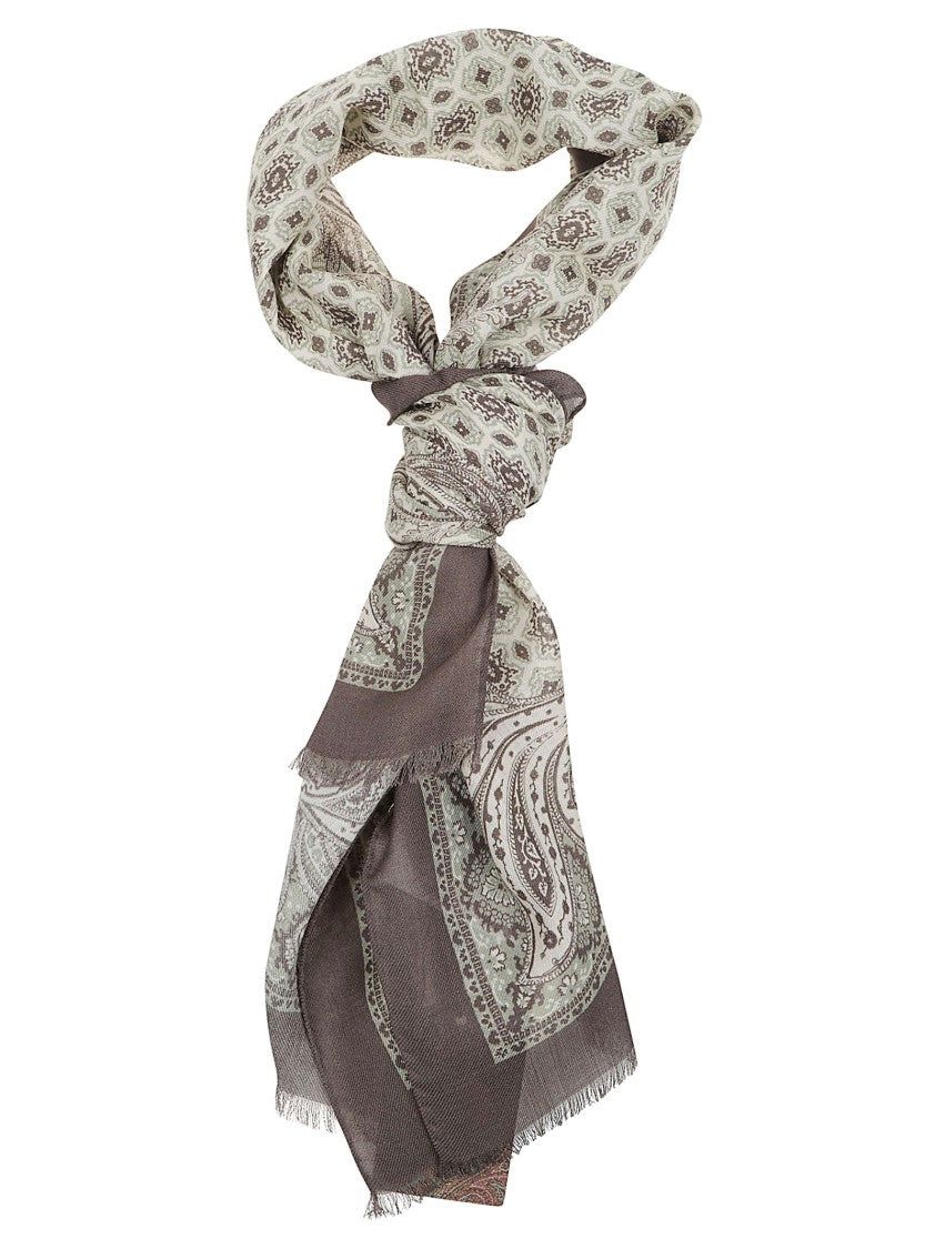 Etro Paisley-Geometric Pattern Wool Scarf