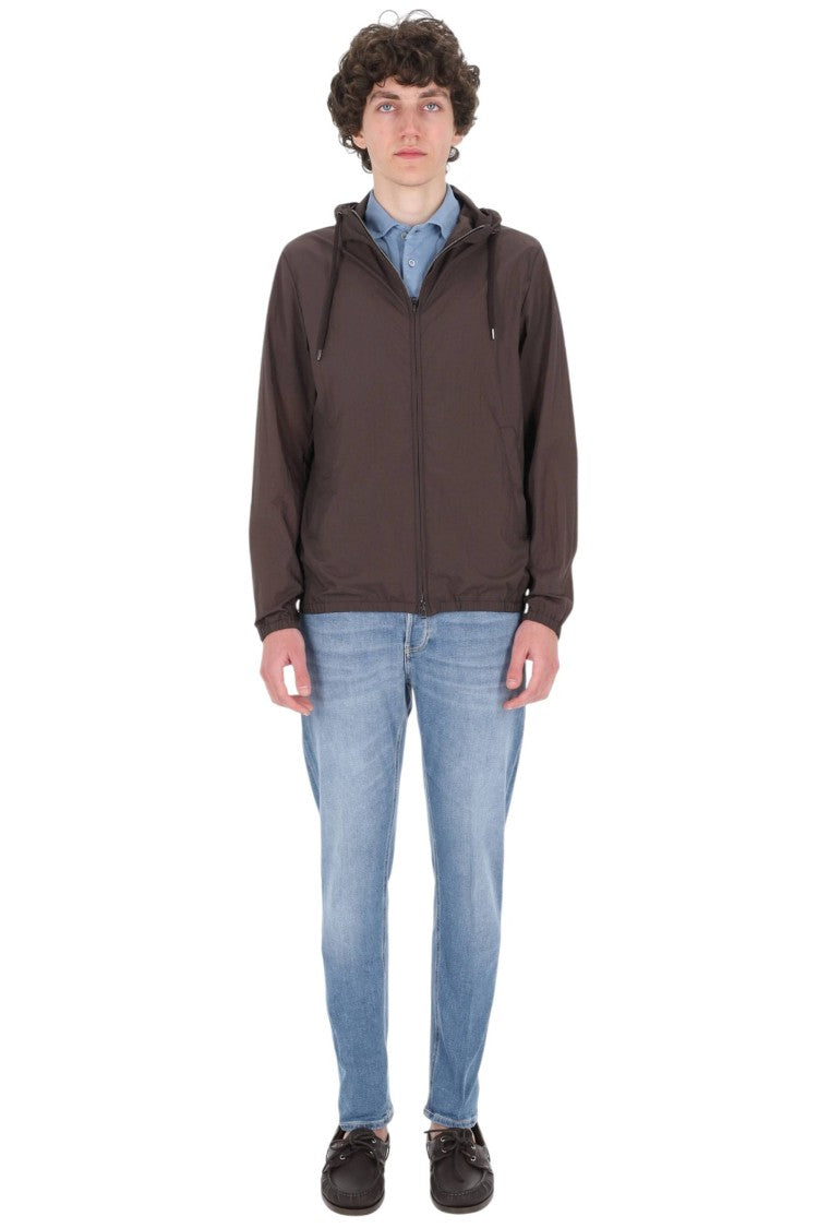 Herno Brown Superlight Embossed Nylon Bomber Jacket