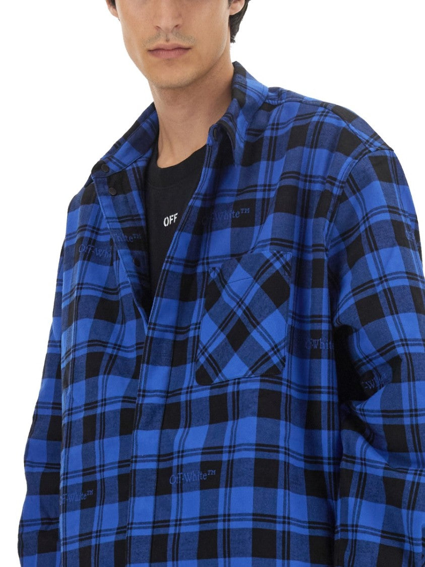 Off-White Check Print Oversized Shirt