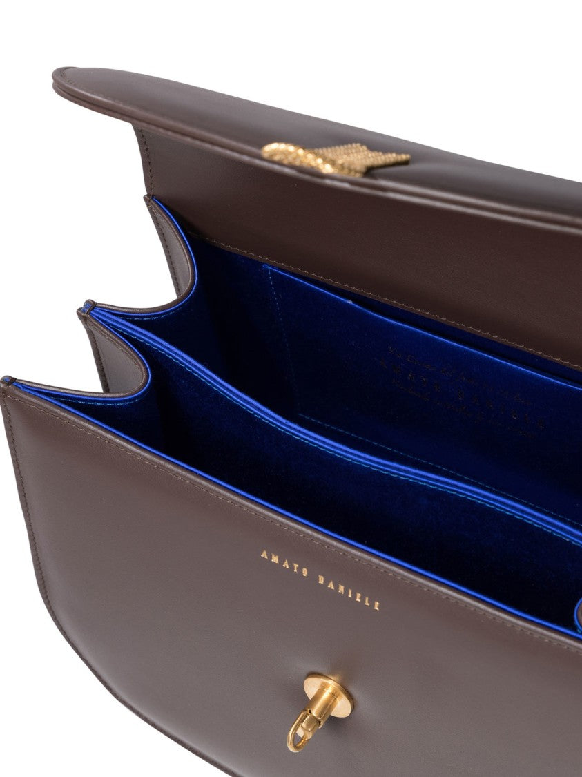 Amato Daniele Compact Brown Leather Crossbody Bag