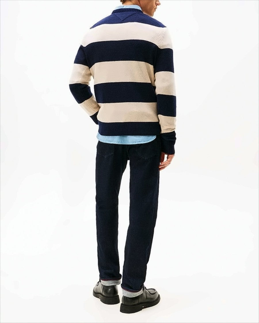 Tommy Hilfiger Broad Striped Lambswool Crew Neck Sweater
