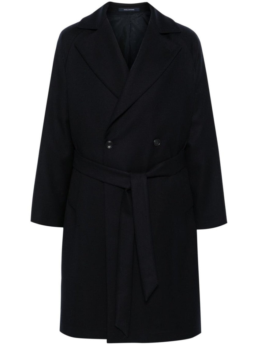 Tagliatore Double-Breasted Black Wool Coat