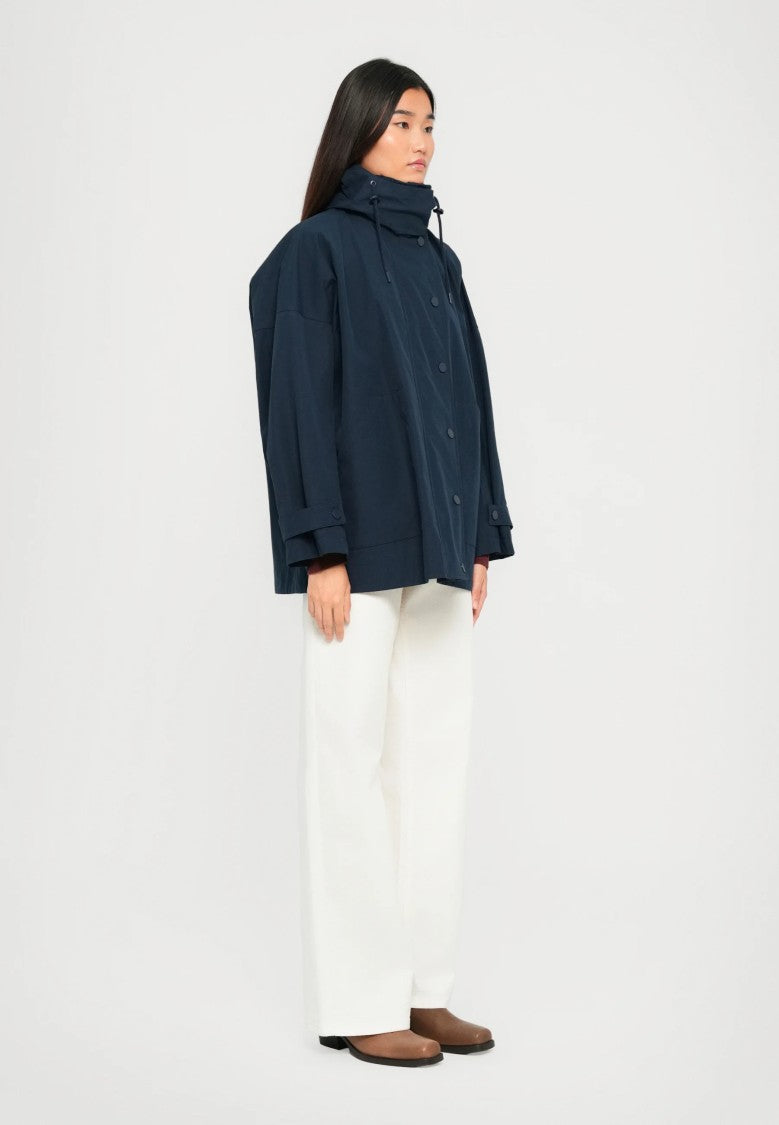 Max Mara Versatile Blue Raincoat With Drawstring Hood
