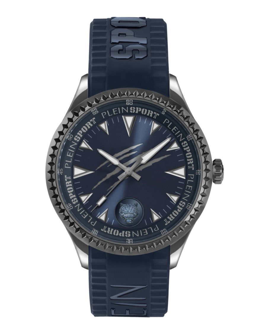 Plein Sport Blue Silicone Quartz Watch With Gunmetal Case
