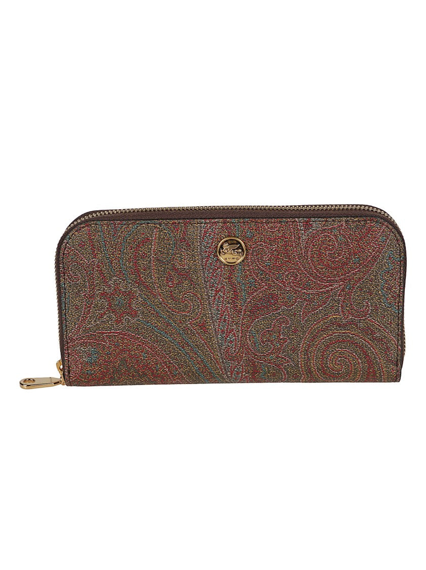 Etro Paisley Pattern Rectangular Wallet With Zip-Around Closure