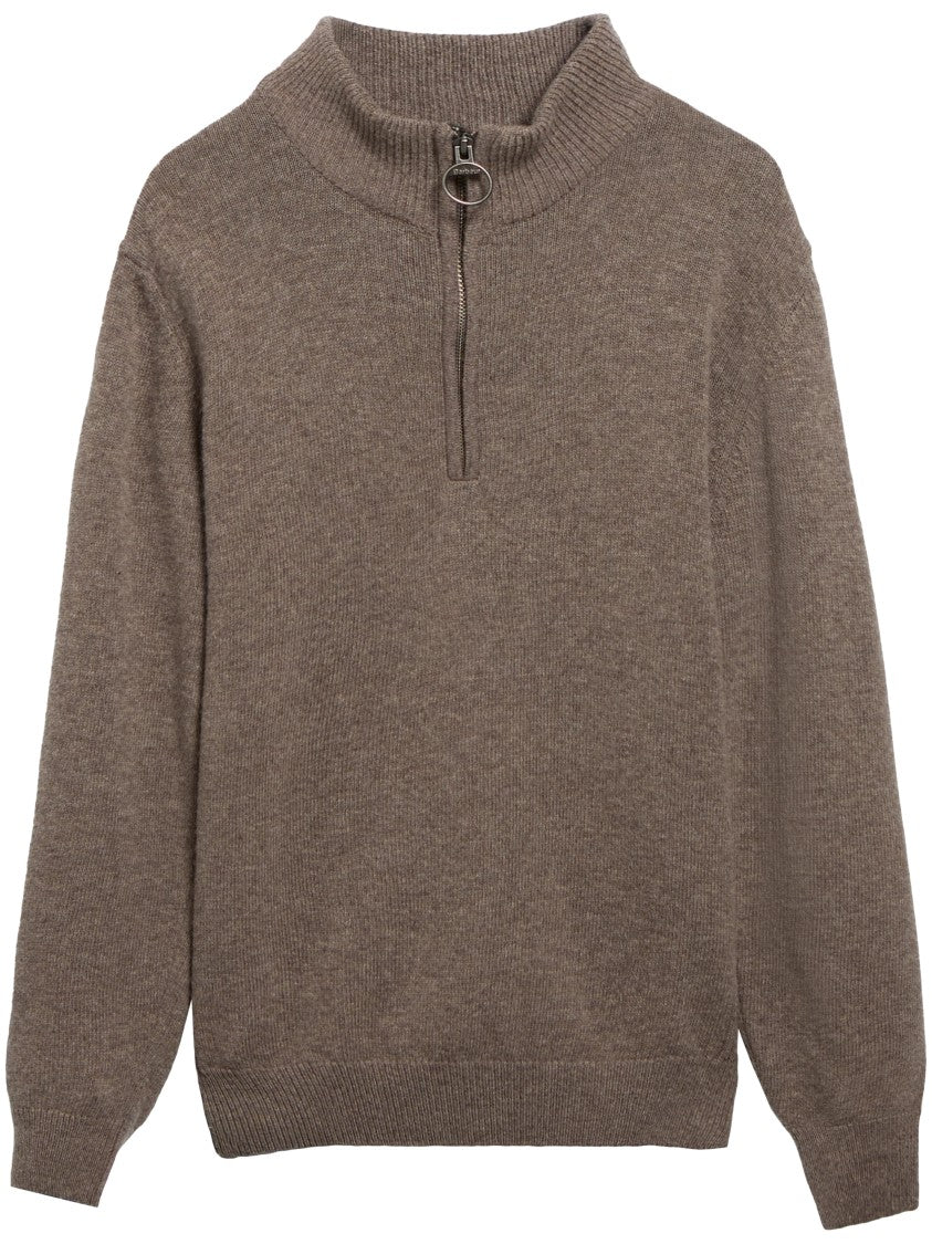Barbour Wool Half-Zip Plaid Patch Sweater