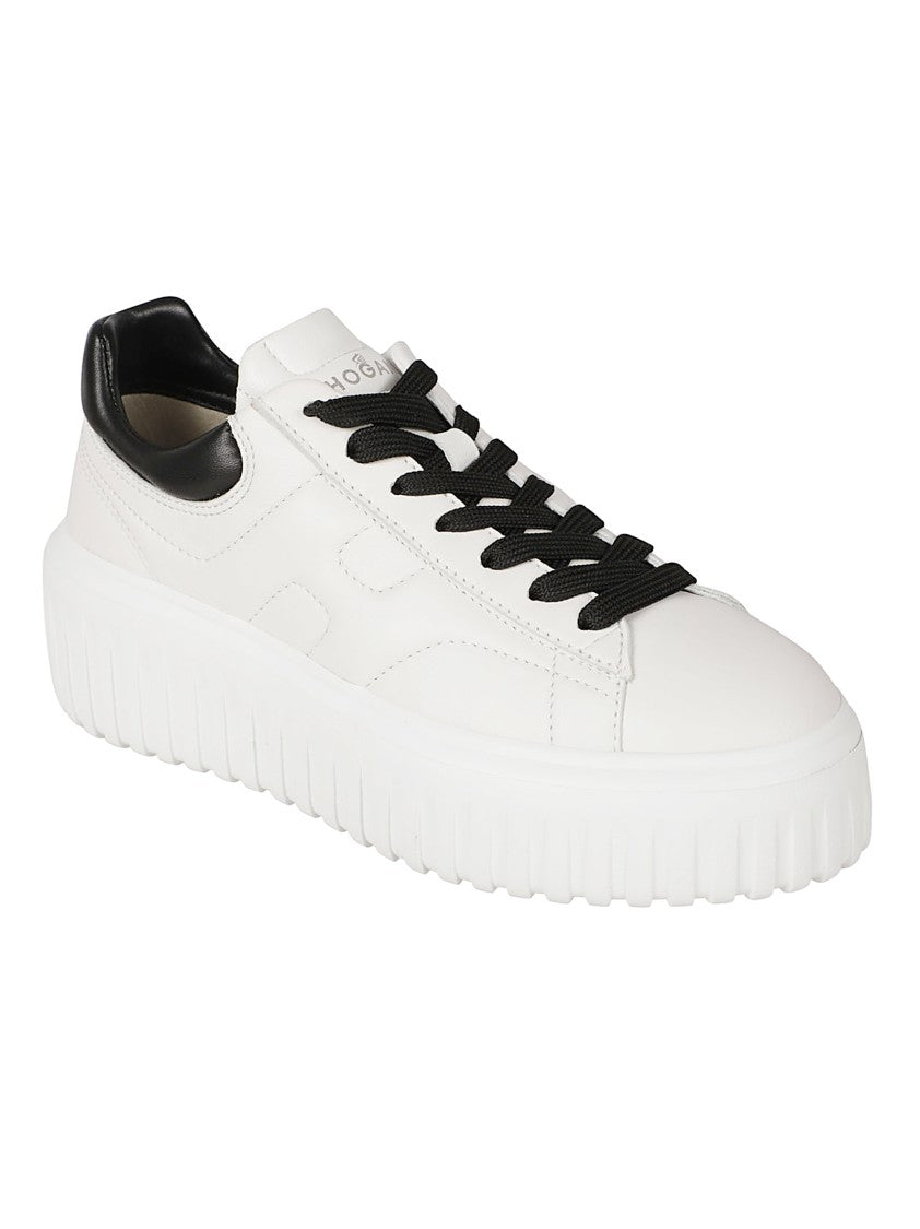 Hogan Chunky White Leather Sneakers With Embossed Logo And Padded Collar