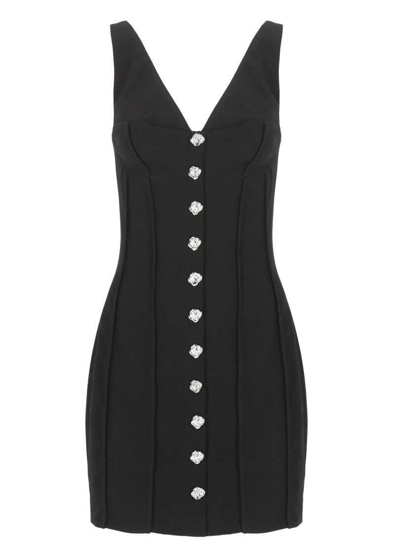 Rotate V-Neck Mini Dress With Decorative Front Buttons