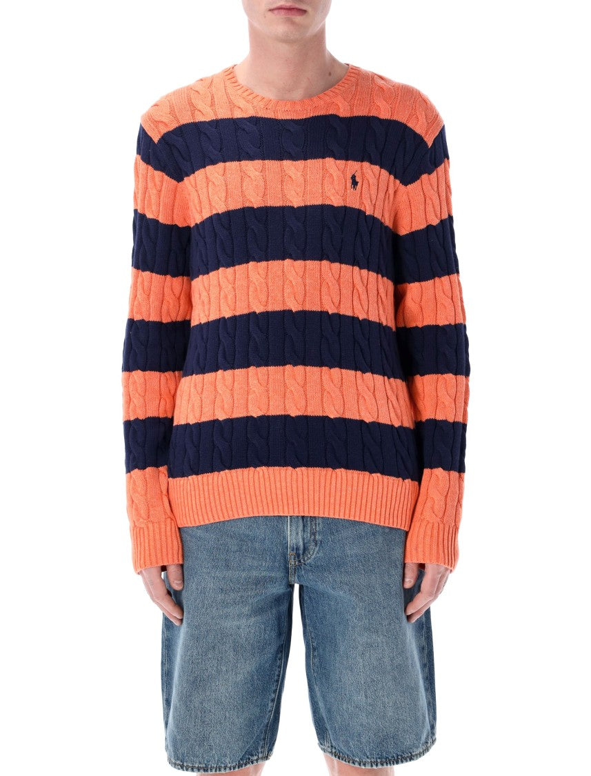 Polo Ralph Lauren Bicolor Striped Cotton Cable Sweater