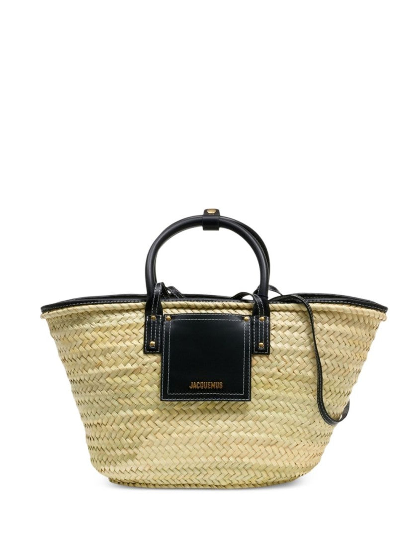 Jacquemus Black Minimalist Structured Leather Tote Bag