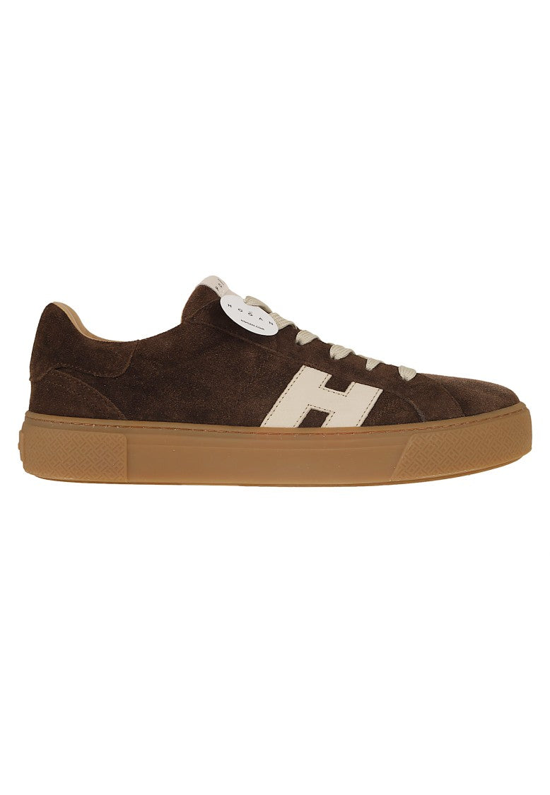 Hogan Dark Brown Suede H705 Chunky Sneakers