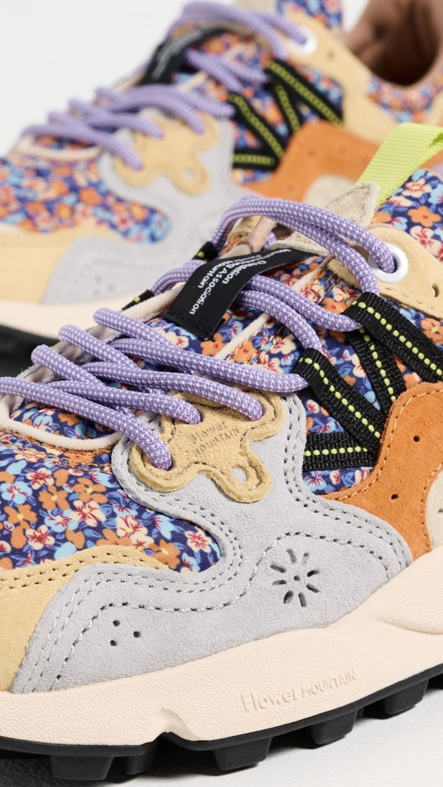 Flower Mountain Floral-Patterned Sneakers With Suede Overlays And Innovative Textures