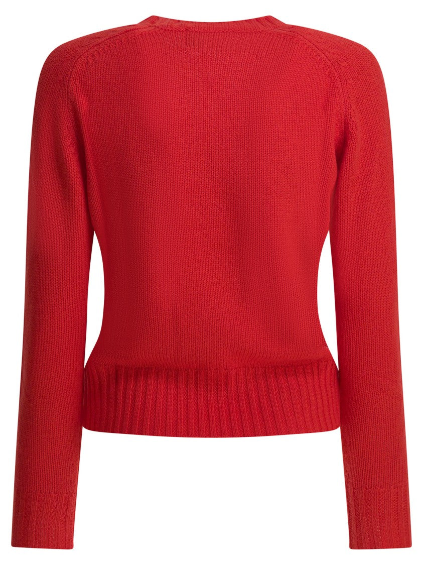Ines De La Fressange Classic Red Knitwear With Ribbed Details