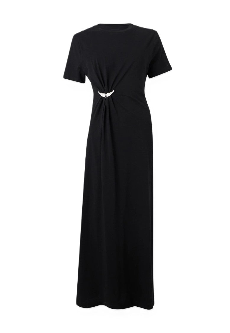 mid calf black dress Zadig&Voltaire Womens Raja Short-Sleeved Cotton-Jersey Maxi Xs audrey hepburn hat Age:1 year A flowing silhouette defines Black Lace Gothic Wedding