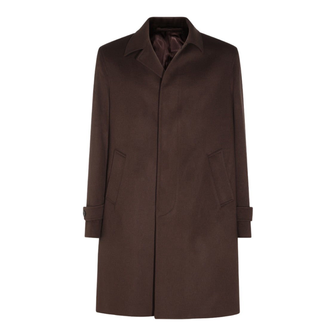 Lardini Minimalist Brown Coat With Concealed Closure