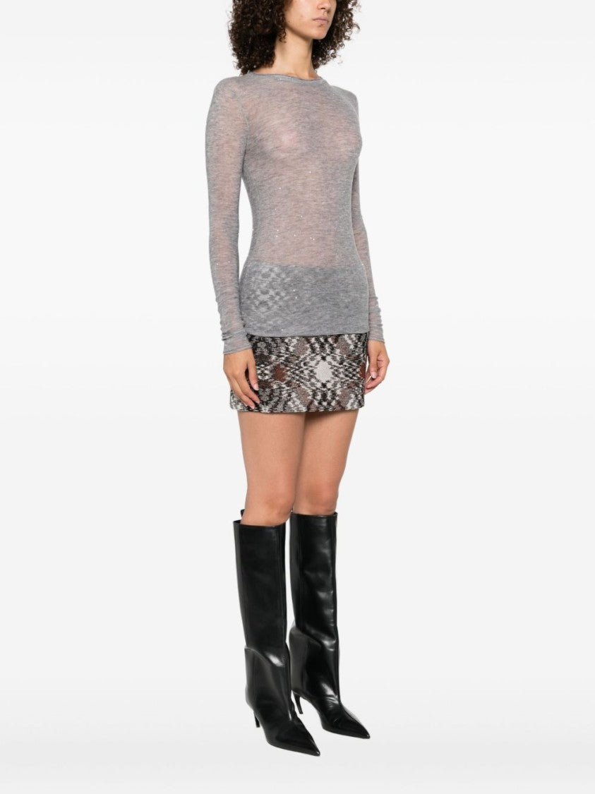 Pinko Lightweight Semi-Sheer Gray Sweater