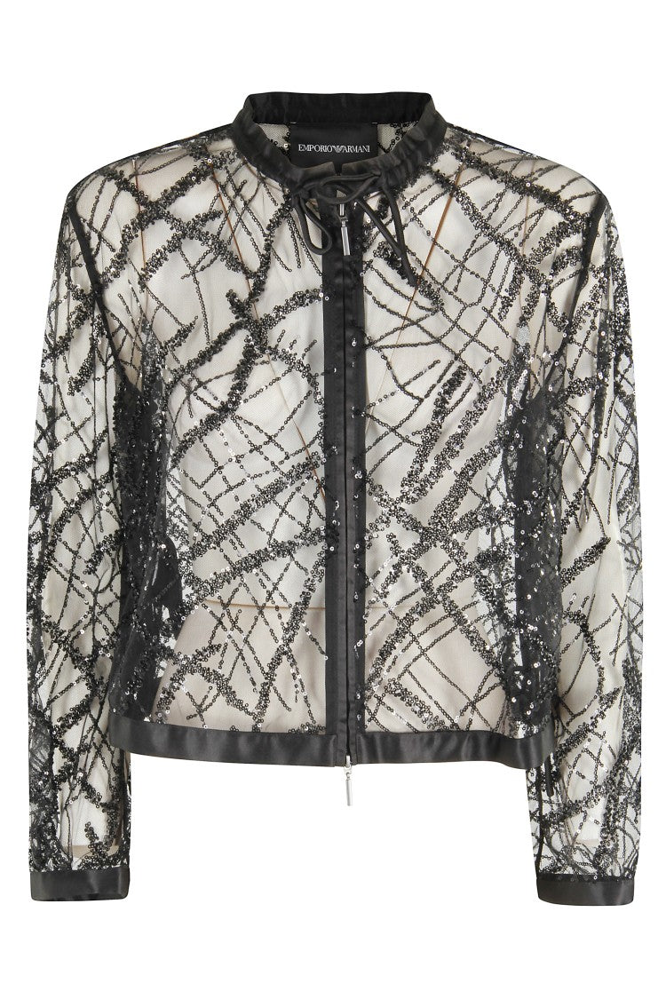 Emporio Armani Embroidered Cropped Shirt Jacket