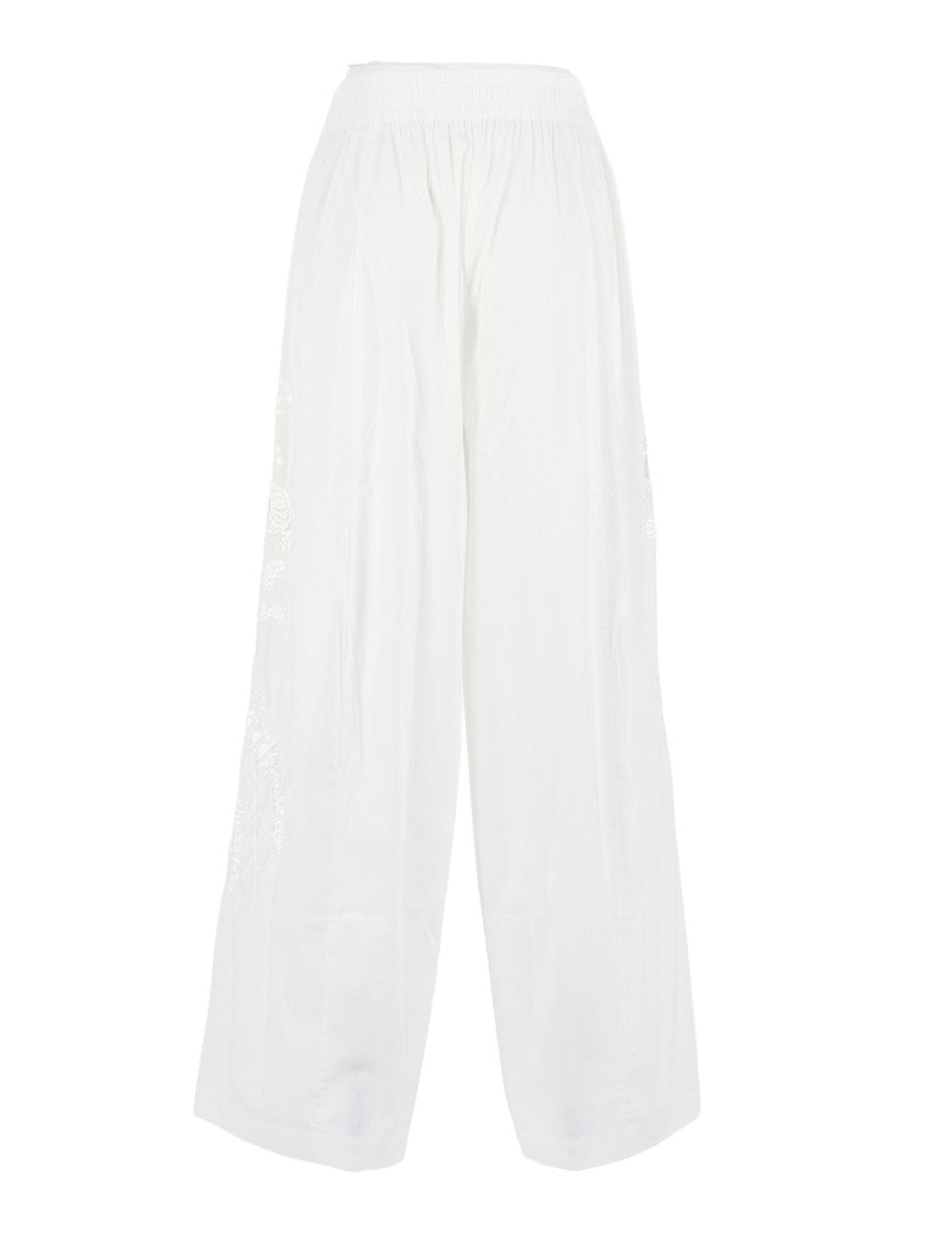 P.A.R.O.S.H. Wide Leg Tonal Floral Straight-Leg Pants