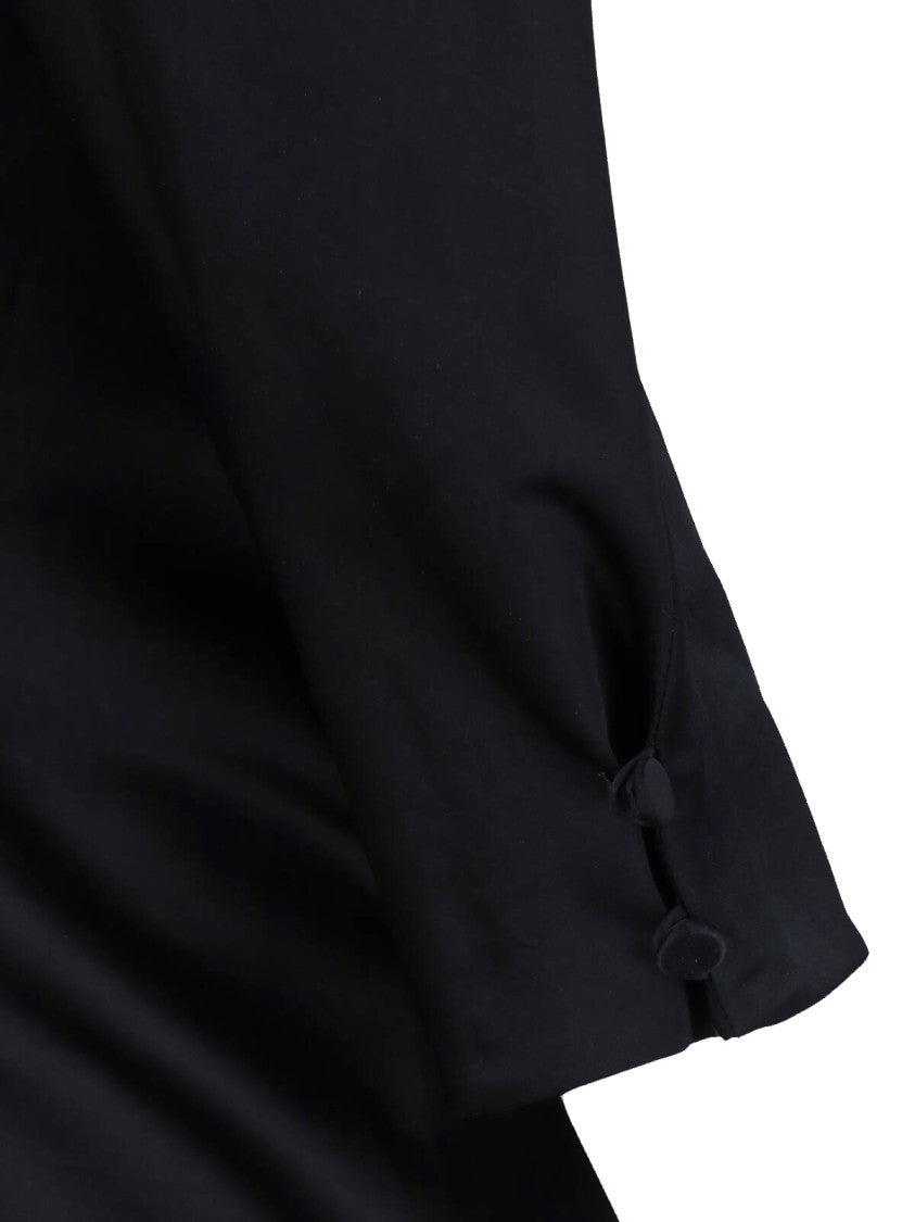 Khaite High-Neck Satin Mini Dress With Fitted Waist