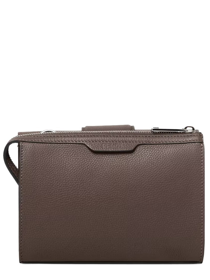 Fendi Leather Pebbled Baguette Shoulder Bag