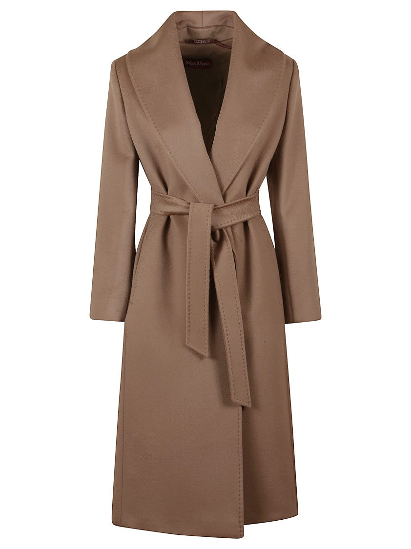 Max Mara Long Wool Coat With Belted Waist