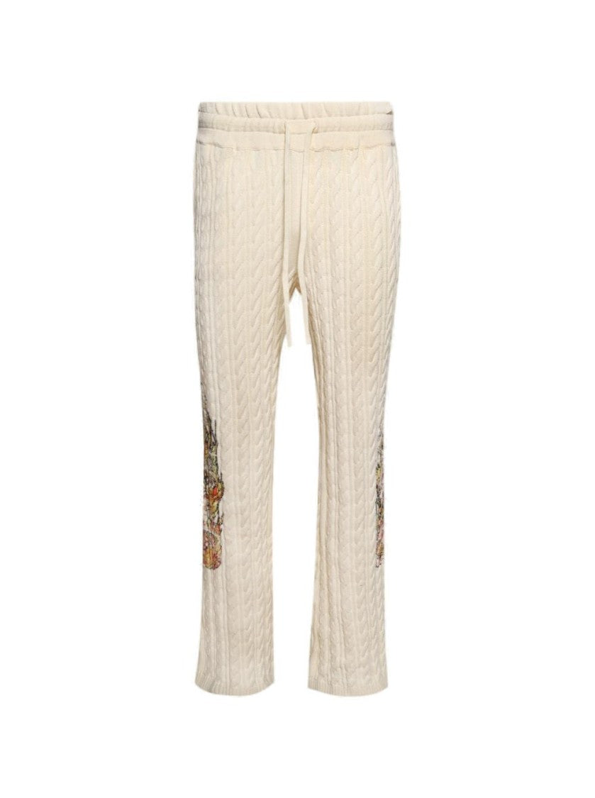 Who Decides War Flame Glass Cable Knit Lounge Pants - Cream