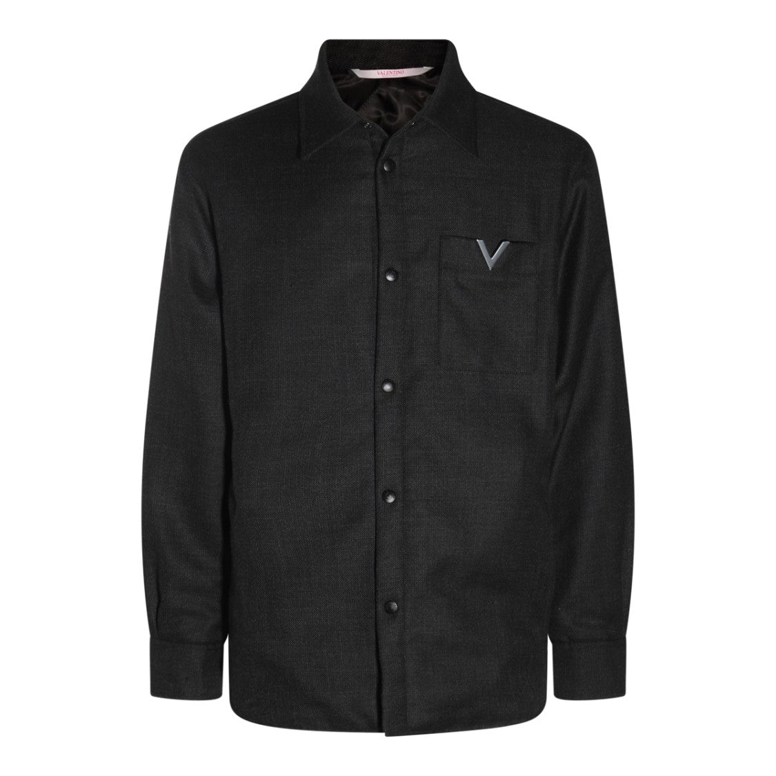 Valentino Textured Grey Wool Casual Jacket With Distinctive Logo