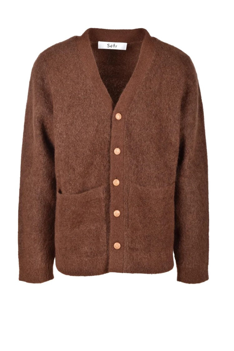 Séfr Mohair Nylon Elastane Cardigan - Brown