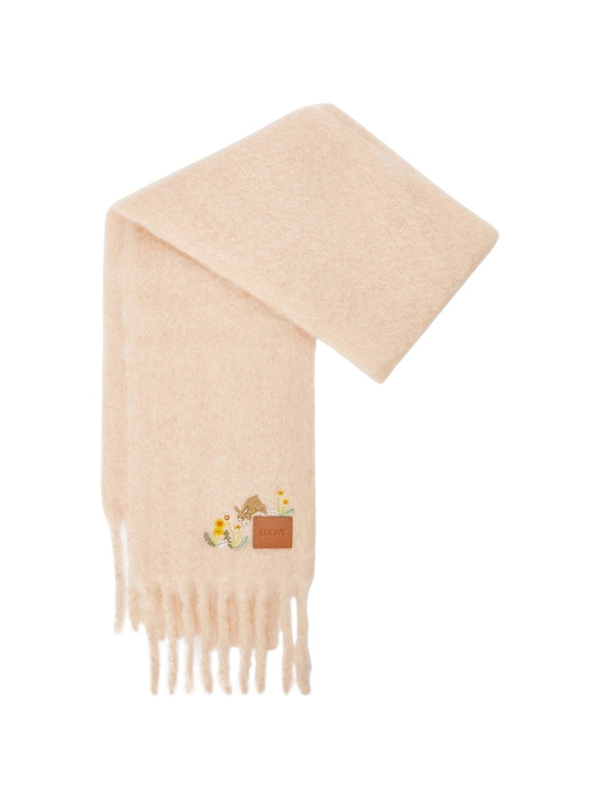 Loewe Bunny Scarf In Mohair And Wool Blend Light Peach