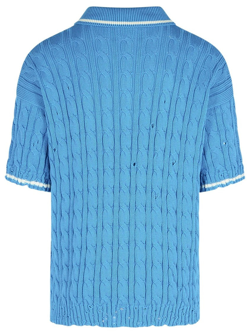 Marni Polo Shirt In Light Blue Cotton