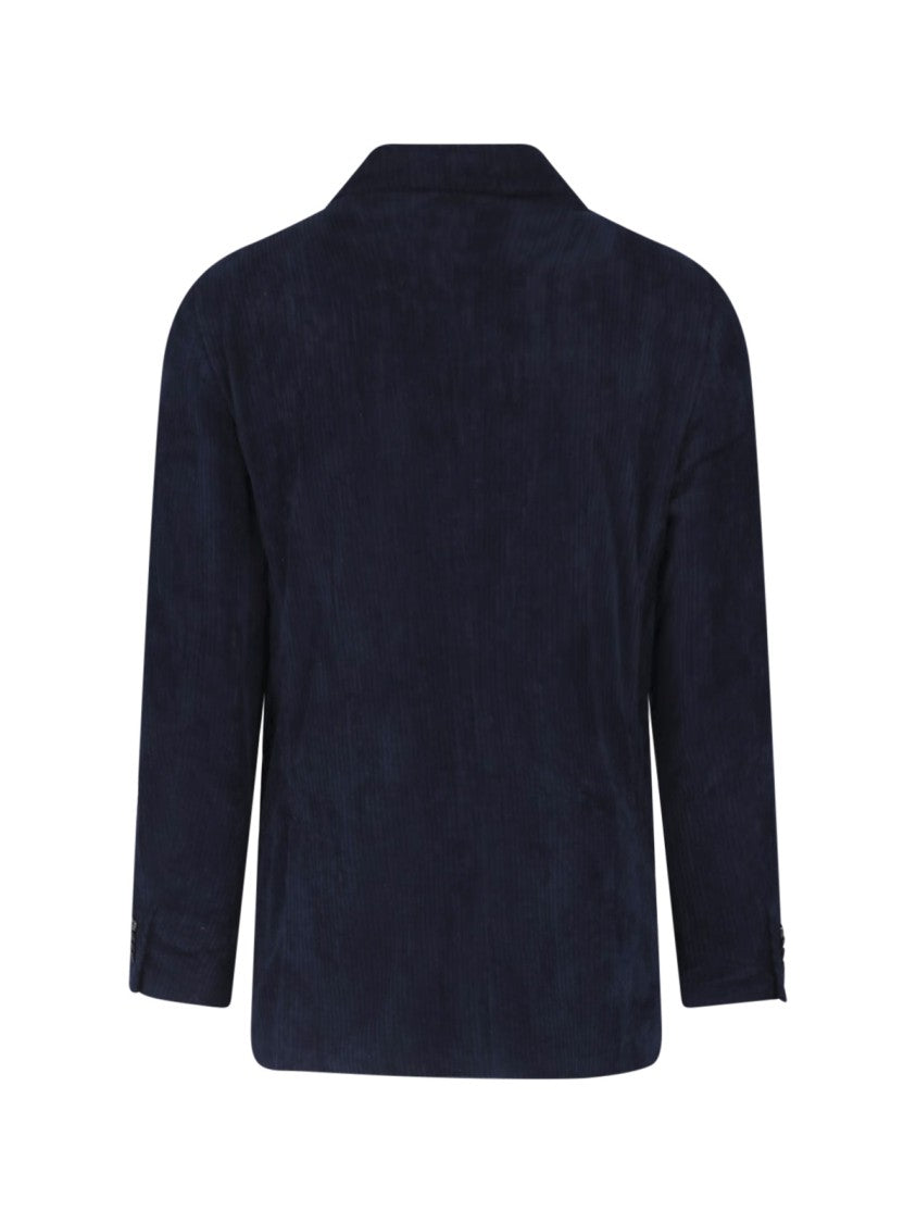 Lardini Dark Blue Corduroy Cotton Velvet Blazer