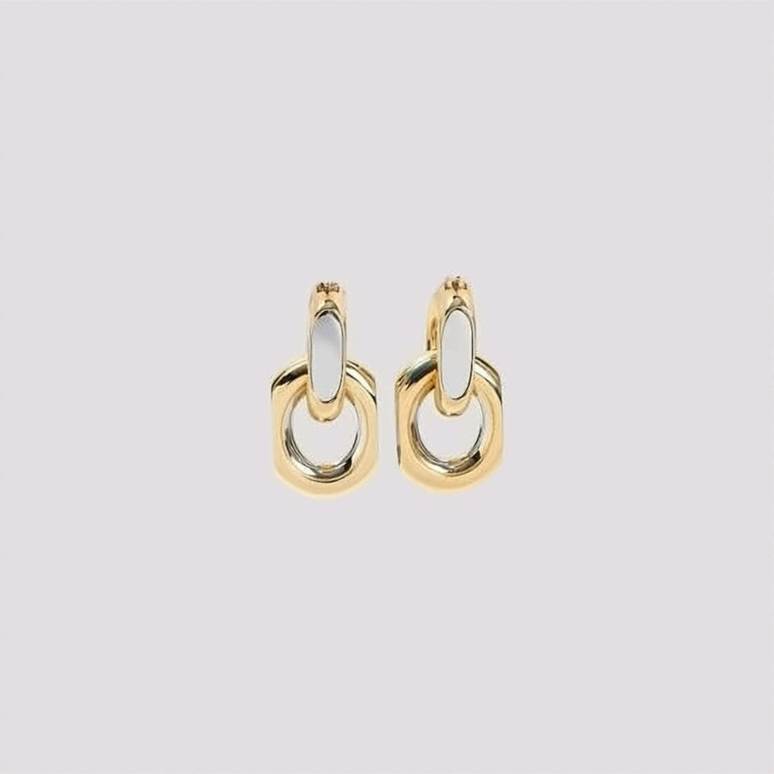 Saint Laurent Gold Silver Polished Metallic Linked Earrings