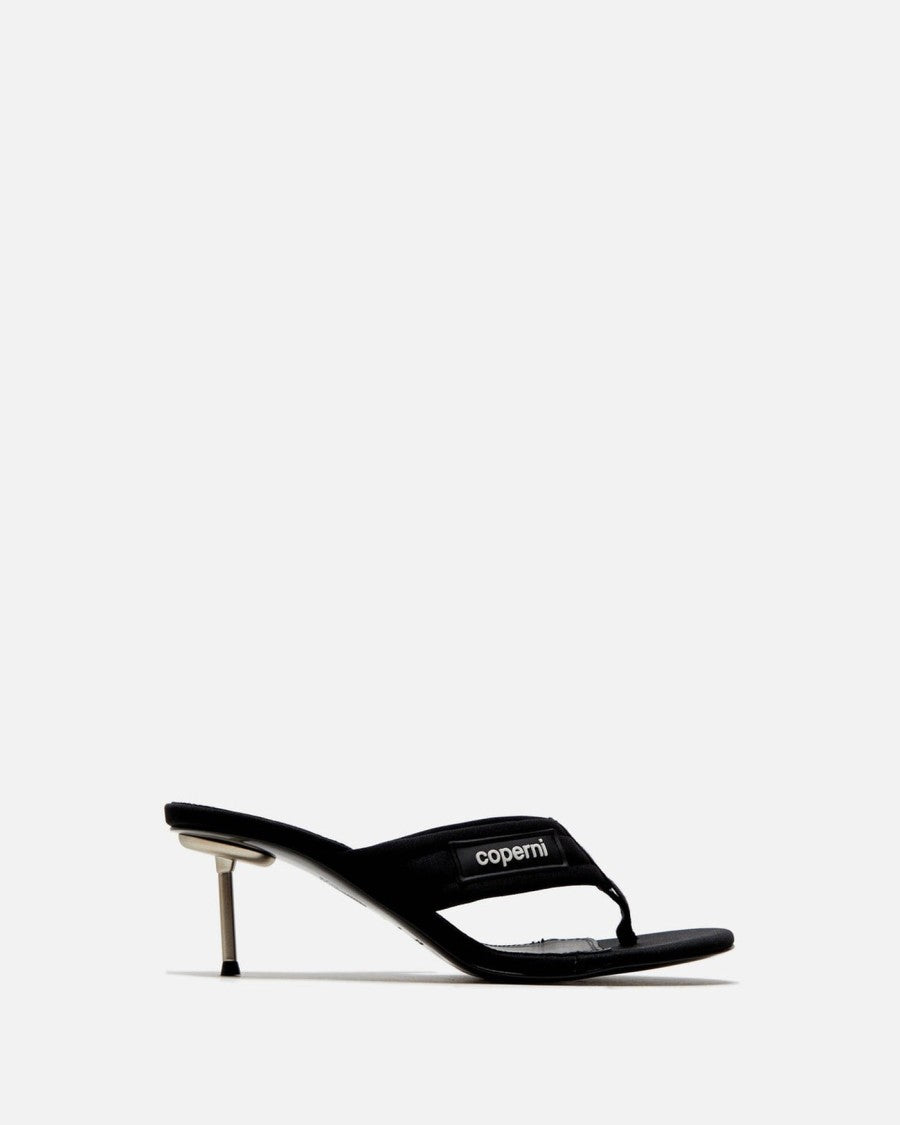 Coperni Black Fabric Sandals With Cushioned Thongs