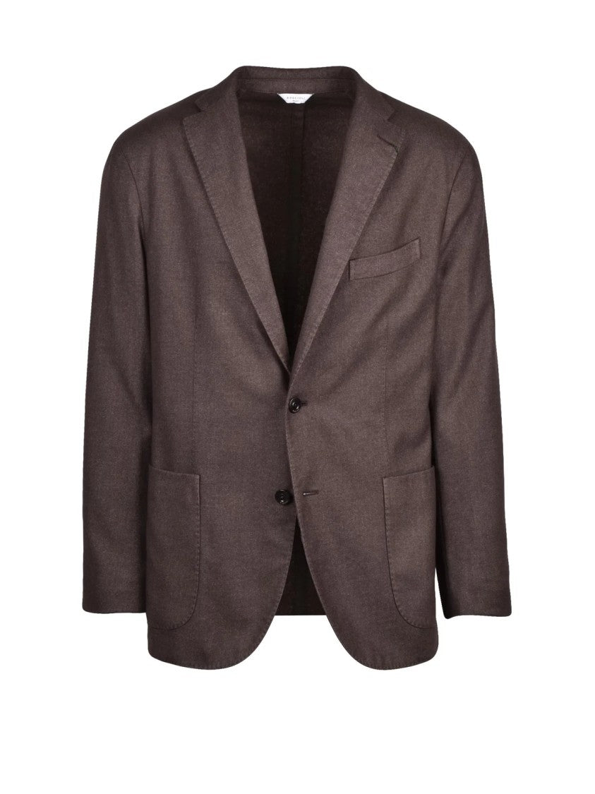 Boglioli Brown Lined Rounded Wool-Blend Jacket