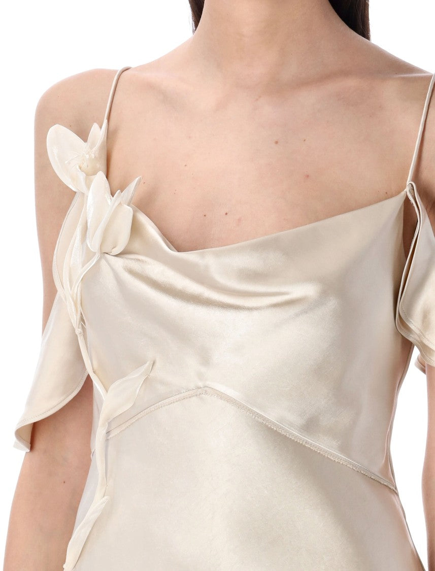 Self-Portrait Flower Satin Mini Dress