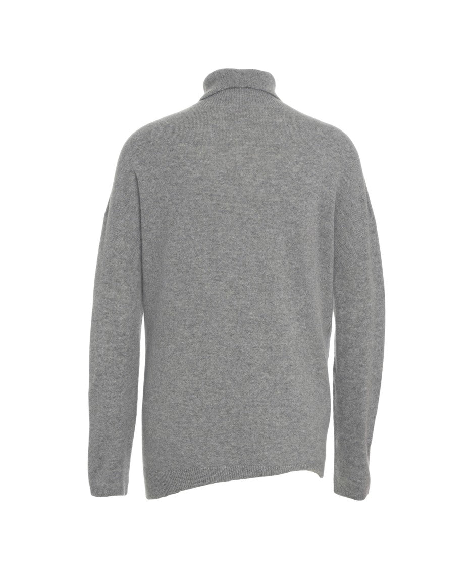 Mvm Oversized Turtleneck Sweater With Asymmetric Hem